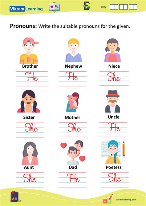Download possessive adjectives worksheets for free | vikramlearning.com