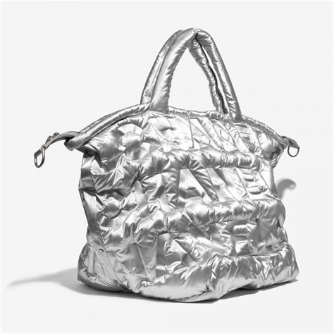Chanel Large Shopper Nylon Bag Silver | SACLÀB