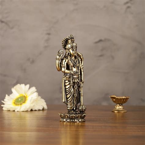 Brass Superfine Intricate Standing Vishnu Lakshmi Narayana Idol - 6 ...