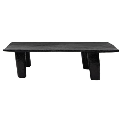 Vintage Hand Carved Round Black Coffee Table from Cameroon, Africa For ...
