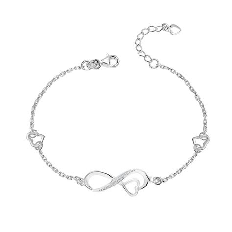 925 Sterling Silver Infinity Heart Charms Adjustable Bracelets for Wom ...