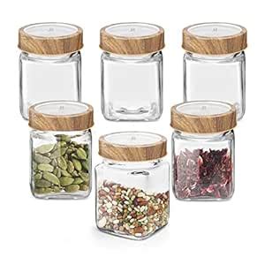 Buy Treo By Milton Woody Cube Storage Glass Jar, Set of 6, 180 ml Each ...