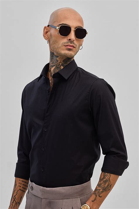 Buy Men's Black Stretchable Slim Fit Shirt Online | Snitch – SNITCH