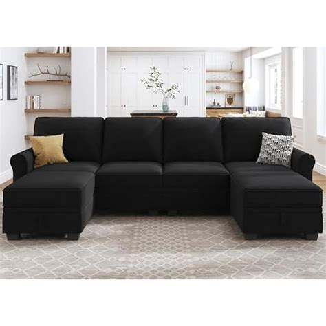 HONBAY Sectional Sofa with Storage Seat Velvet U India | Ubuy
