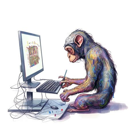 Premium AI Image | a drawing of a monkey on a computer with a drawing ...