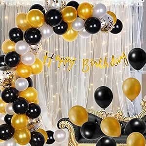 TOYXE Balloon Arch With Cursive Birthday Paper Banner Net Curtain LED ...