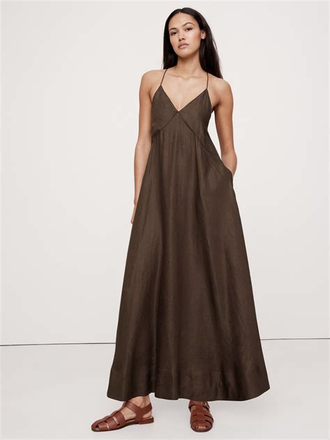 Viscose-Linen Maxi Dress | Banana Republic