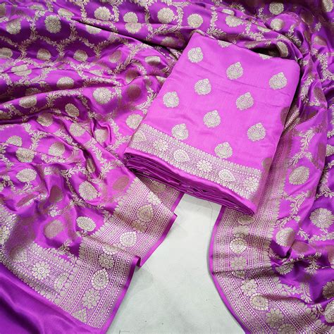 Magenta Pure Handloom Katan Silk Banarasi Suit – Mohsin Textiles