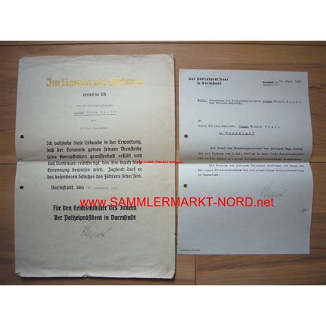 Certificate of appointment as police secretary - Autograph from ...