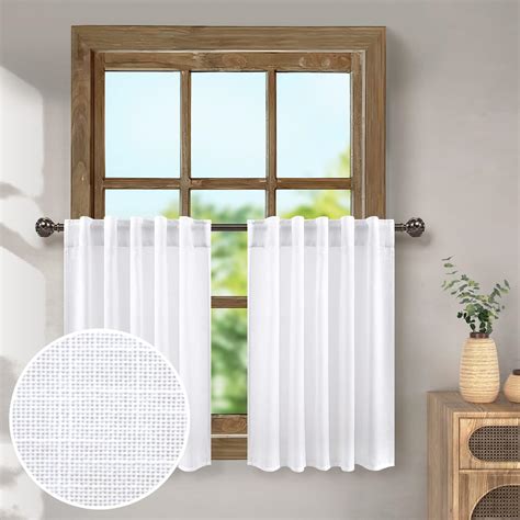 Amazon.com: White Kitchen Curtains - Set of 2 Half Windows Panels, 36 ...