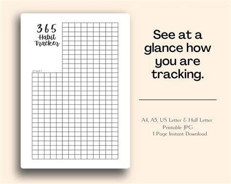 365 Habit Tracker Printable | A4, A5, US Letter & Half Letter Sizes - Etsy