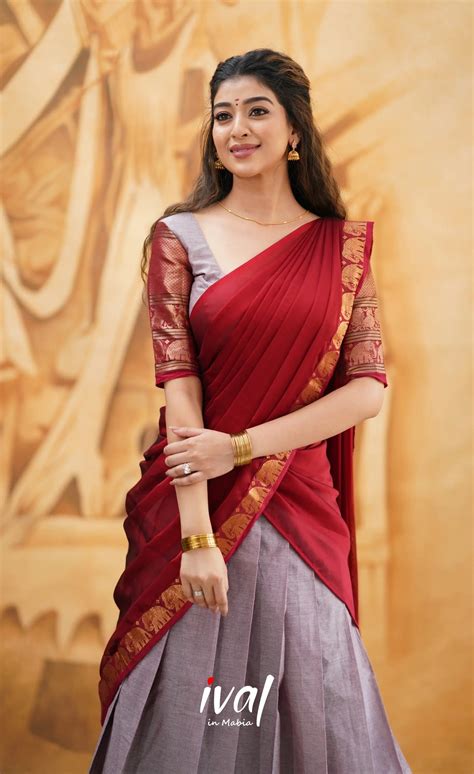 Padmaja - Mauve and Red Cotton Halfsaree – Ivalinmabia