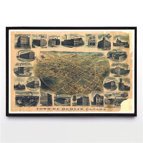 “Town of Berlin (Kitchener), Canada” print by the Toronto Lithographin ...