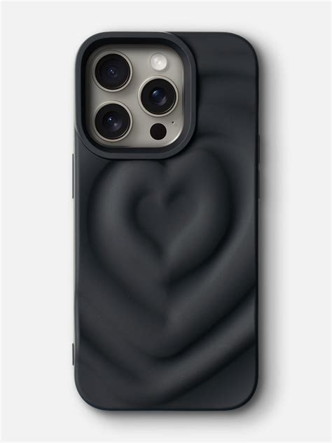 3D Heart Ripple Flexible Case - iPhone 14 Pro Max (Matte Black)