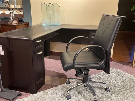 L Shape Office Desk in Black Finish – Oriental Rug Palace