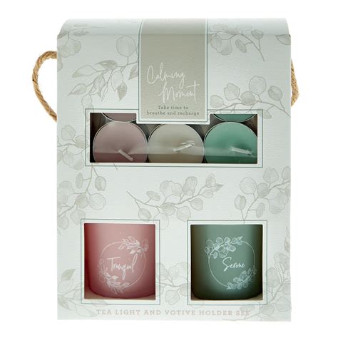 Buy Calming Moment Tealight Candles & Votive Holder Set for GBP 3.99 ...