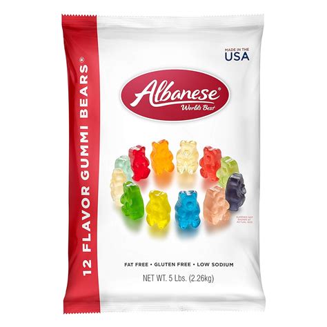 Amazon.com : Albanese World's Best 12 Flavor Gummi Bears | 5lbs of ...