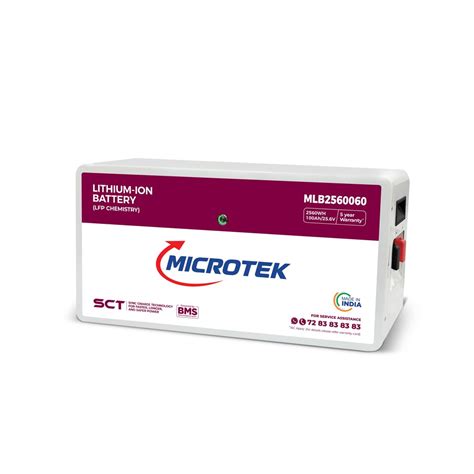 Microtek 100Ah 25.6V LiFePO4 Lithium Inverter Battery | 2.56kWh Solar ...