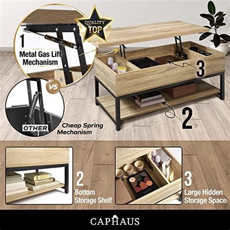 CAPHAUS Lift Top Coffee Table w/Storage, Coffee | Ubuy India