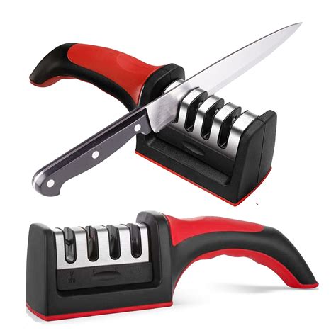Amazon.com: Knife Sharpeners for Kitchen Knives– Stainless Steel 4 in1 ...