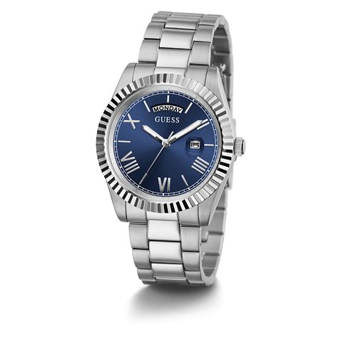 GUESS Mens Silver Tone Day/Date Watch – The Watch Factory