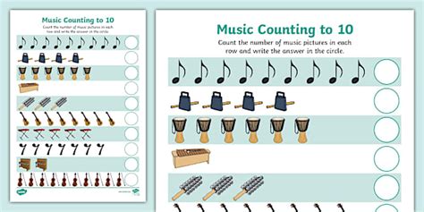👉 Music-Themed Counting to 10 Worksheet - Twinkl