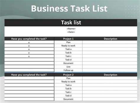 Image result for Task List in Excel Example