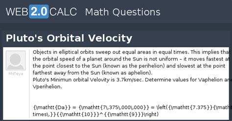 View question - Pluto's Orbital Velocity