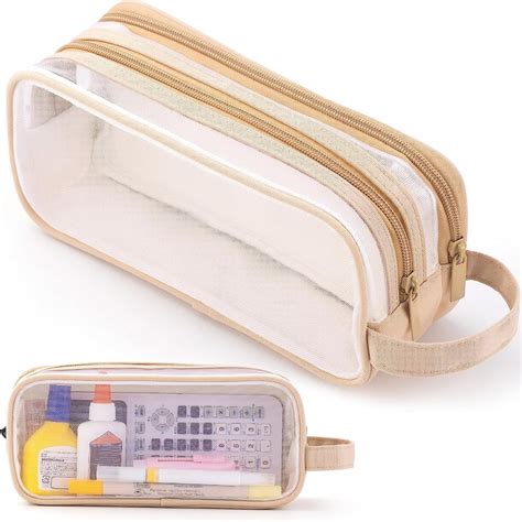 Clear Pencil Pouch, PVC Zipper Pencil Bag, Mesh Zipper Pouch, Large ...