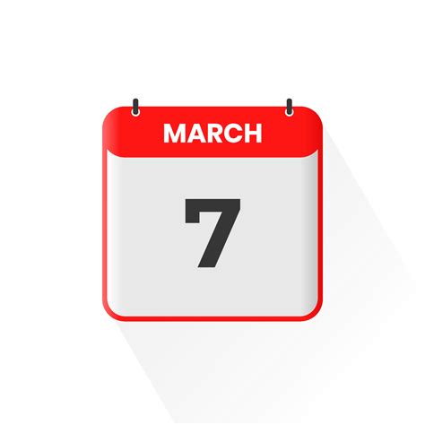 7th March calendar icon. March 7 calendar Date Month icon vector ...