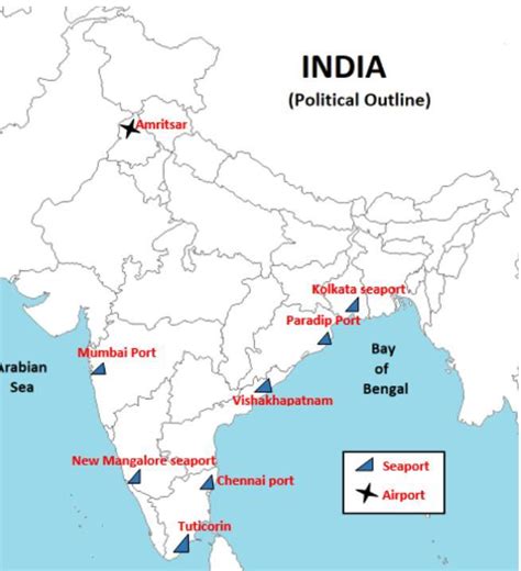 On the political map of India locate and label the following with ...