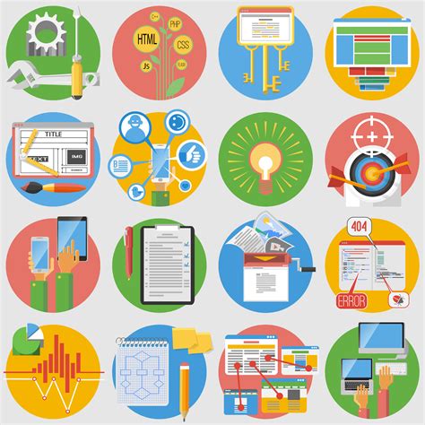 Seo Marketing Flat Icons 459347 Vector Art at Vecteezy