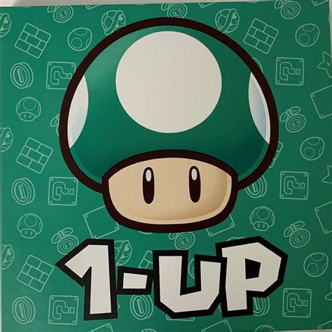 Mario Bros 1-UP Green Mushroom Power Up 12"x12" Canvas Wall Art Picture ...