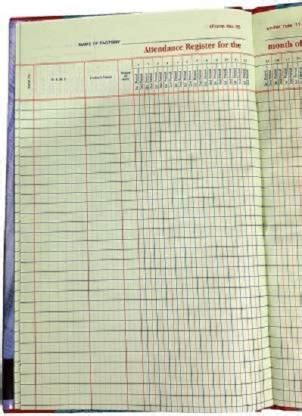 DSR Daily Attendance Register - Hard Bound - 70 GSM Ledger Paper (60 ...