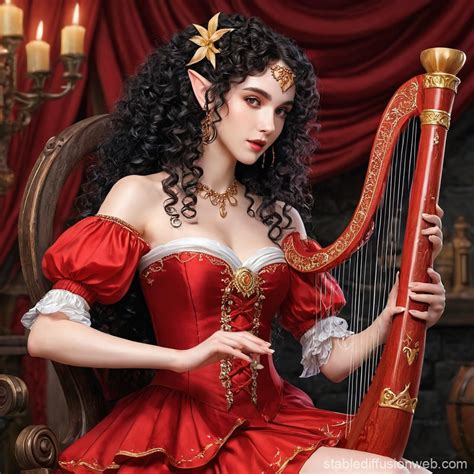 Female Half-Elf Bard in a Tavern | Stable Diffusion Online