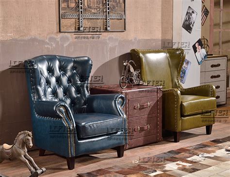 ESE意舍 美式老虎椅蓝色单人沙发 美式经典系列_设计素材库免费下载-美间设计