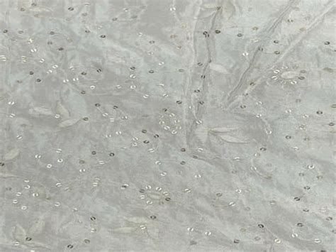 Dyeable Embroidered Chiffon White Silver Floral