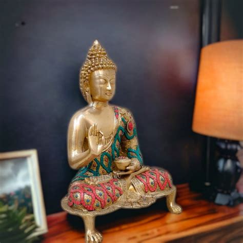 Buy Brass Buddha Statue in Blessing Abhaya Mudra 18 inch - Budhshiv.com