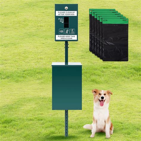 Amazon.com : Blulu Dog Waste Station Outdoor Dog Waste Trash Can with ...