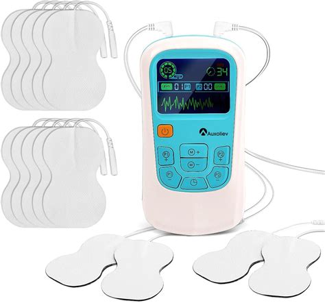 Auxoliev Dual Channel TENS Machine for Pain Relief with 10 Electrode Pads，TENS EMS Muscle ...