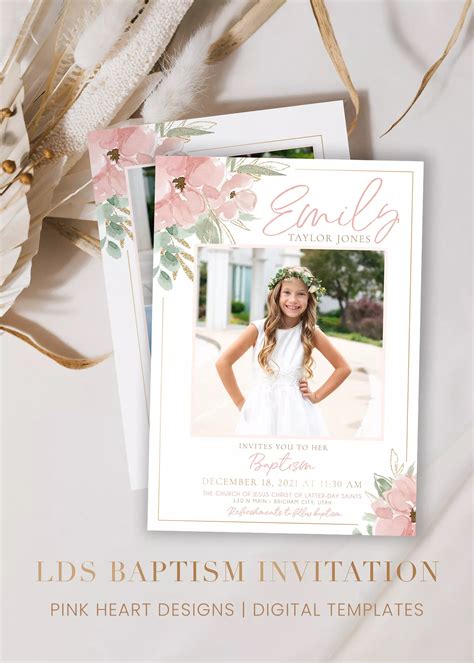 Floral lds baptism invitation for girls personalize and edit online ...