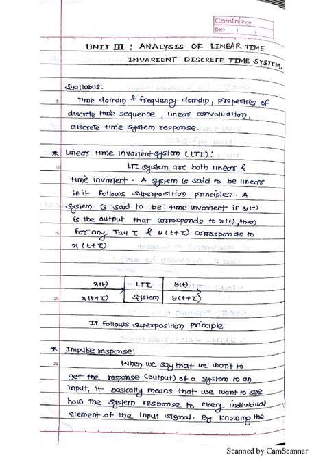 Unit 3: Discrete Time LTI Systems - Camlin Page Date UNIT : ANALYSIS OF ...