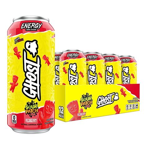 GHOST Zero Sugar Energy Drink, SOUR PATCH KIDS Redberry Flavor, 16 oz ...