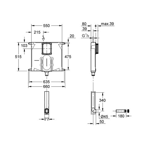 Grohe Concealed Wall Mounted Cistern Without Frame 38986000 - White on ...