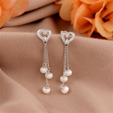 Heart Pearl Drop Earrings – Krishna Pearls