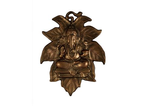 Buy Wall Hanging Ganesh with Patta in Gun Metal Copper Colour God Idol ...