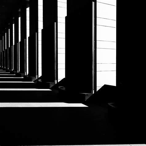 Download wallpaper 2780x2780 columns, light, shadows, black and white ...