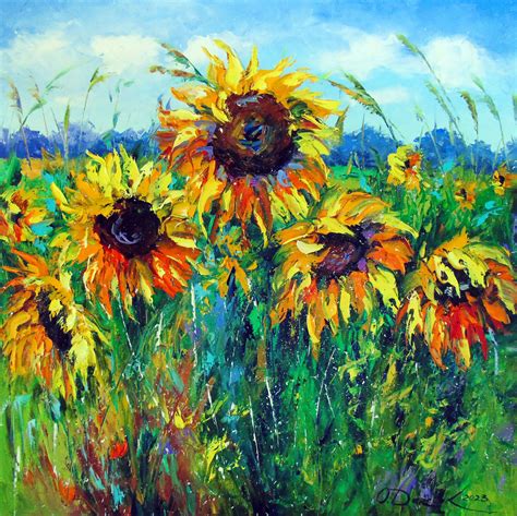 Oil Paintings Of Sunflowers - painting of sunflowers