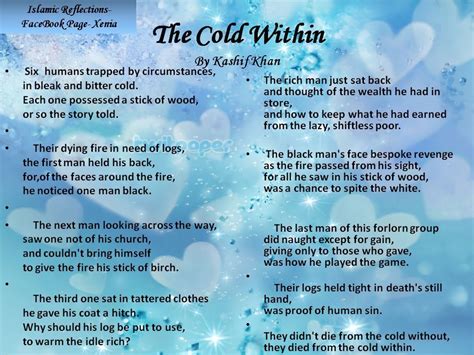 can anyone answer me all the questions of the poem "The Cold within ...