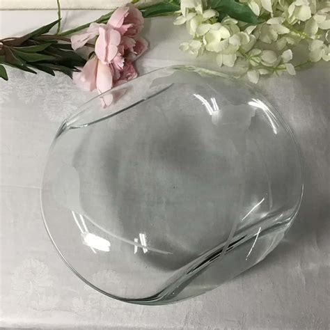 Large Mikasa Oval Crystal Glass Vase with Frosted Calla Lily Pattern